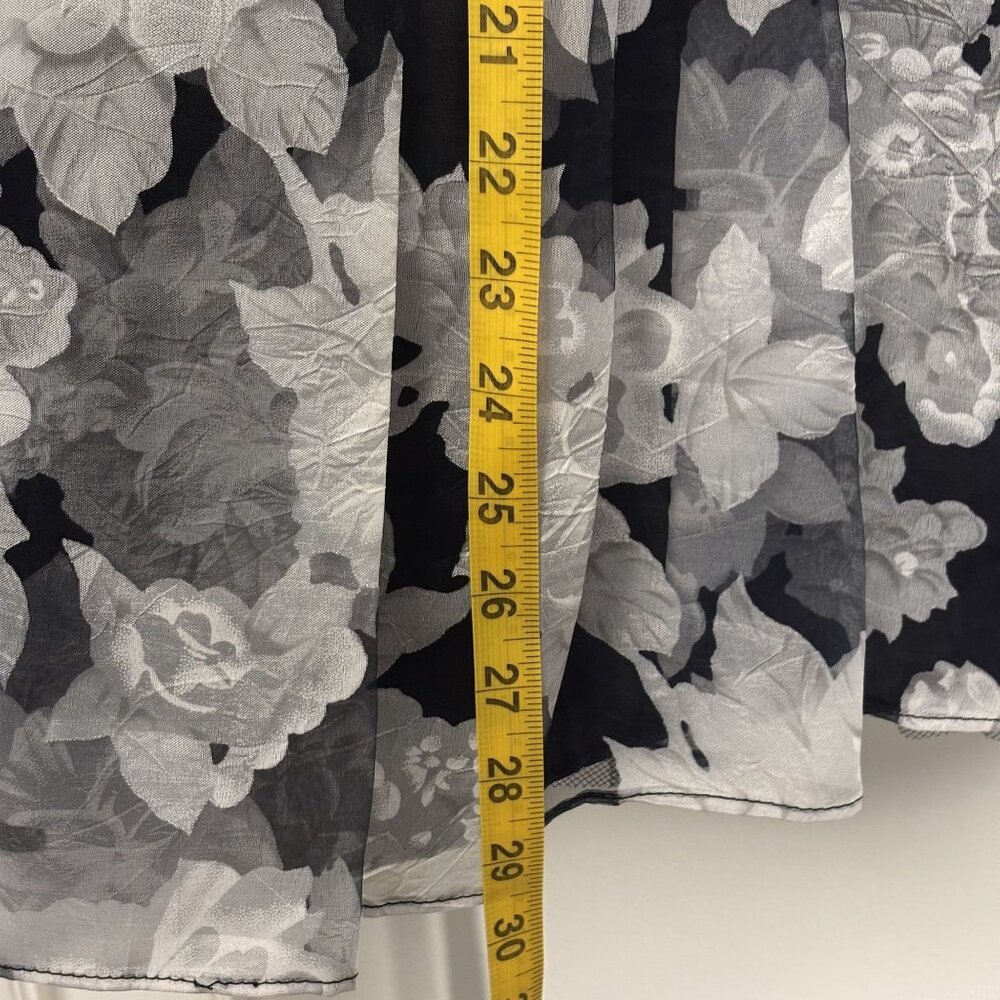 Betsy & Adam Strapless Black & White Floral Print Dress Size 12 Made In USA - Picture 9 of 16